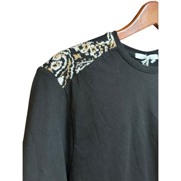 New NWT Takeshy Kurosawa Black Crewneck Embroidered Shoulder T Shirt - Medium - Picture 3 of 9